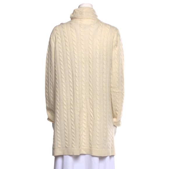Neiman Marcus Cream Cashmere Cable Knit wrap Sweater - Picture 3 of 3